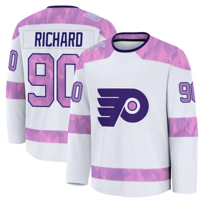 Men's Anthony Richard Philadelphia Flyers 2024 Hockey Fights Cancer Practice Jersey - White Premium