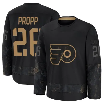 Men's Brian Propp Philadelphia Flyers 2024 Military Appreciation Practice Jersey - Black Premium