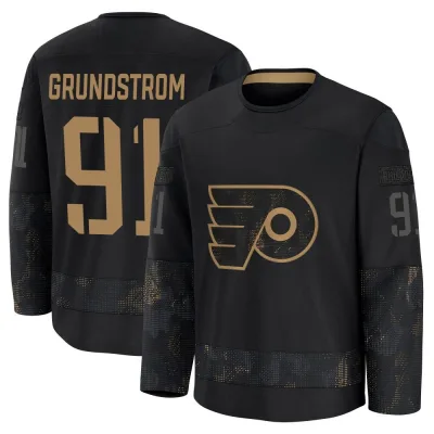 Men's Carl Grundstrom Philadelphia Flyers 2024 Military Appreciation Practice Jersey - Black Premium