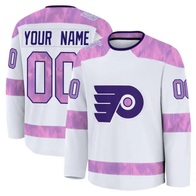 Men's Custom Philadelphia Flyers 2024 Hockey Fights Cancer Practice Jersey - White Premium