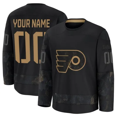 Men's Custom Philadelphia Flyers 2024 Military Appreciation Practice Jersey - Black Premium