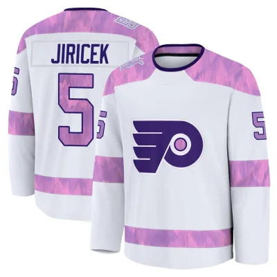 Men's David Jiricek Philadelphia Flyers 2024 Hockey Fights Cancer Practice Jersey - White Premium