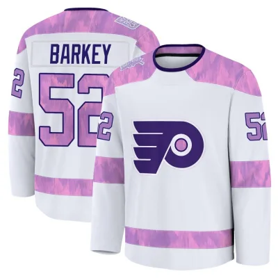 Men's Denver Barkey Philadelphia Flyers 2024 Hockey Fights Cancer Practice Jersey - White Premium