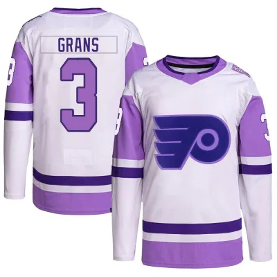 Men's Helge Grans Philadelphia Flyers Hockey Fights Cancer Primegreen Jersey - White/Purple Authentic