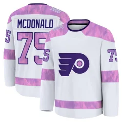 Men's Hunter McDonald Philadelphia Flyers 2024 Hockey Fights Cancer Practice Jersey - White Premium