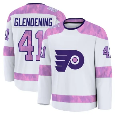 Men's Luke Glendening Philadelphia Flyers 2024 Hockey Fights Cancer Practice Jersey - White Premium