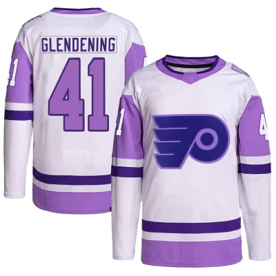 Men's Luke Glendening Philadelphia Flyers Hockey Fights Cancer Primegreen Jersey - White/Purple Authentic
