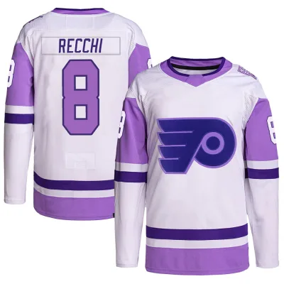 Men's Mark Recchi Philadelphia Flyers Hockey Fights Cancer Primegreen Jersey - White/Purple Authentic