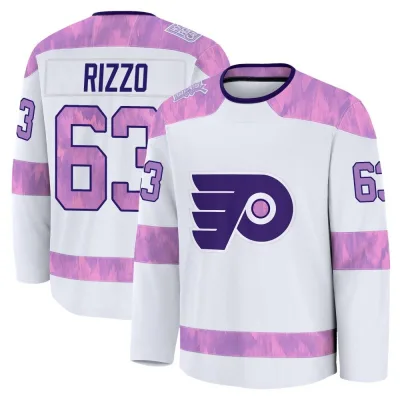 Men's Massimo Rizzo Philadelphia Flyers 2024 Hockey Fights Cancer Practice Jersey - White Premium