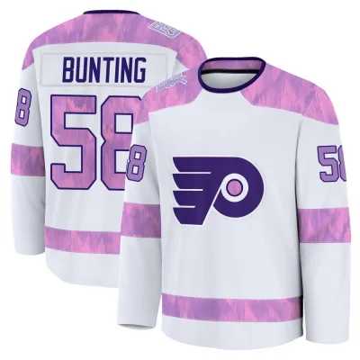 Men's Michael Bunting Philadelphia Flyers 2024 Hockey Fights Cancer Practice Jersey - White Premium