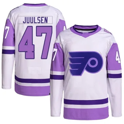 Men's Noah Juulsen Philadelphia Flyers Hockey Fights Cancer Primegreen Jersey - White/Purple Authentic