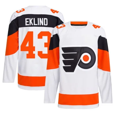 Men's Oscar Eklind Philadelphia Flyers 2024 Stadium Series Primegreen Jersey - White Authentic