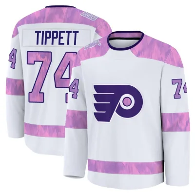 Men's Owen Tippett Philadelphia Flyers 2024 Hockey Fights Cancer Practice Jersey - White Premium