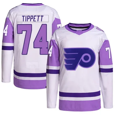 Men's Owen Tippett Philadelphia Flyers Hockey Fights Cancer Primegreen Jersey - White/Purple Authentic