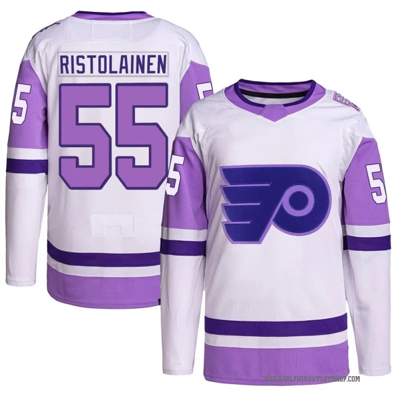 Men's Rasmus Ristolainen Philadelphia Flyers Hockey Fights Cancer Primegreen Jersey - White/Purple Authentic