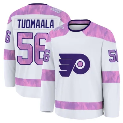 Men's Samu Tuomaala Philadelphia Flyers 2024 Hockey Fights Cancer Practice Jersey - White Premium