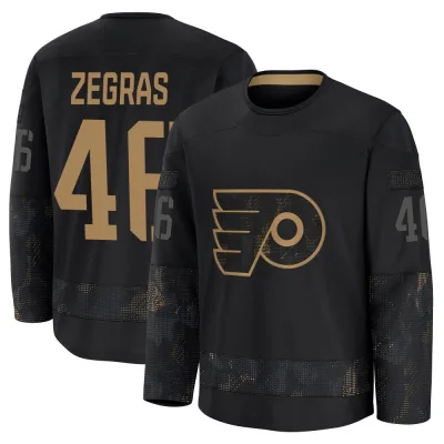 Men's Trevor Zegras Philadelphia Flyers 2024 Military Appreciation Practice Jersey - Black Premium