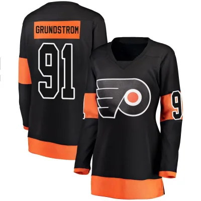 Women's Carl Grundstrom Philadelphia Flyers Alternate Jersey - Black Breakaway