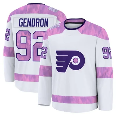 Youth Alexis Gendron Philadelphia Flyers 2024 Hockey Fights Cancer Practice Jersey - White Premium