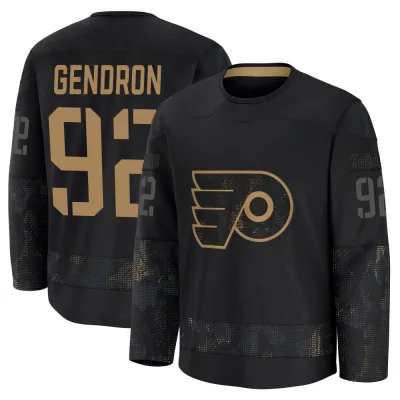 Youth Alexis Gendron Philadelphia Flyers 2024 Military Appreciation Practice Jersey - Black Premium