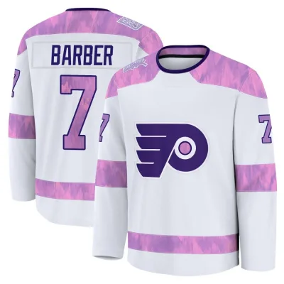 Youth Bill Barber Philadelphia Flyers 2024 Hockey Fights Cancer Practice Jersey - White Premium