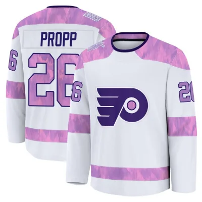 Youth Brian Propp Philadelphia Flyers 2024 Hockey Fights Cancer Practice Jersey - White Premium