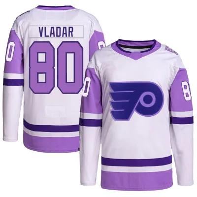 Youth Dan Vladar Philadelphia Flyers Hockey Fights Cancer Primegreen Jersey - White/Purple Authentic