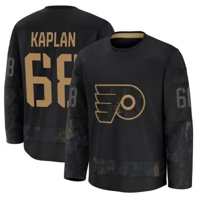 Youth Devin Kaplan Philadelphia Flyers 2024 Military Appreciation Practice Jersey - Black Premium