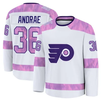 Youth Emil Andrae Philadelphia Flyers 2024 Hockey Fights Cancer Practice Jersey - White Premium