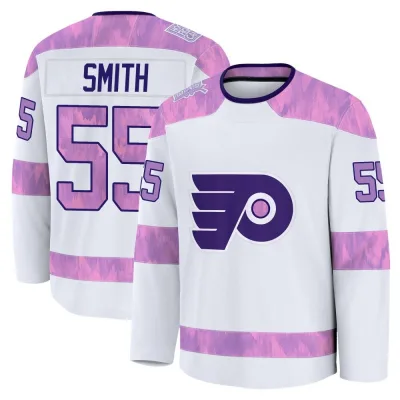 Youth Givani Smith Philadelphia Flyers 2024 Hockey Fights Cancer Practice Jersey - White Premium