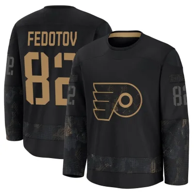 Youth Ivan Fedotov Philadelphia Flyers 2024 Military Appreciation Practice Jersey - Black Premium