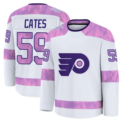 Youth Jackson Cates Philadelphia Flyers 2024 Hockey Fights Cancer Practice Jersey - White Premium