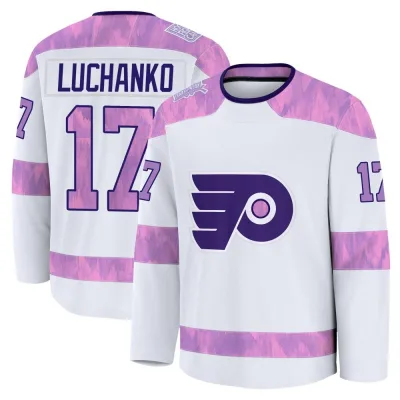 Youth Jett Luchanko Philadelphia Flyers 2024 Hockey Fights Cancer Practice Jersey - White Premium