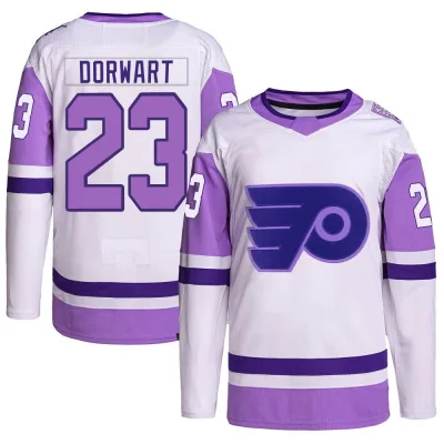 Youth Karsen Dorwart Philadelphia Flyers Hockey Fights Cancer Primegreen Jersey - White/Purple Authentic