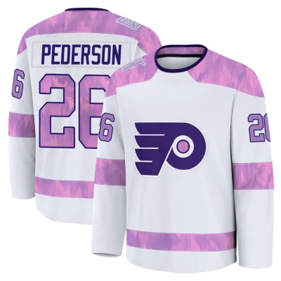 Youth Lane Pederson Philadelphia Flyers 2024 Hockey Fights Cancer Practice Jersey - White Premium