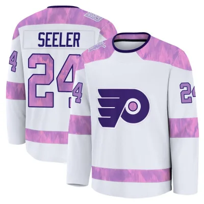 Youth Nick Seeler Philadelphia Flyers 2024 Hockey Fights Cancer Practice Jersey - White Premium