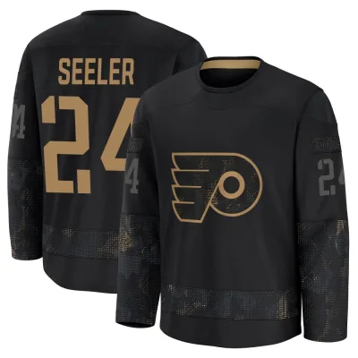 Youth Nick Seeler Philadelphia Flyers 2024 Military Appreciation Practice Jersey - Black Premium