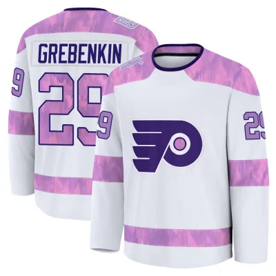 Youth Nikita Grebenkin Philadelphia Flyers 2024 Hockey Fights Cancer Practice Jersey - White Premium