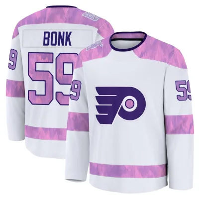 Youth Oliver Bonk Philadelphia Flyers 2024 Hockey Fights Cancer Practice Jersey - White Premium