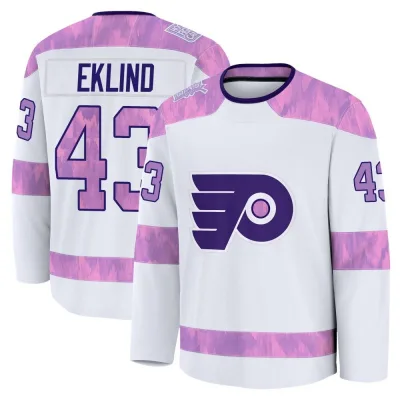 Youth Oscar Eklind Philadelphia Flyers 2024 Hockey Fights Cancer Practice Jersey - White Premium