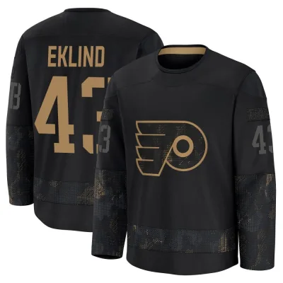 Youth Oscar Eklind Philadelphia Flyers 2024 Military Appreciation Practice Jersey - Black Premium