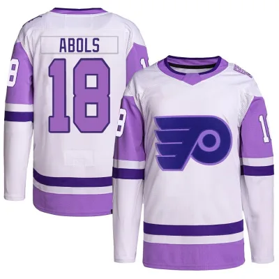 Youth Rodrigo Abols Philadelphia Flyers Hockey Fights Cancer Primegreen Jersey - White/Purple Authentic