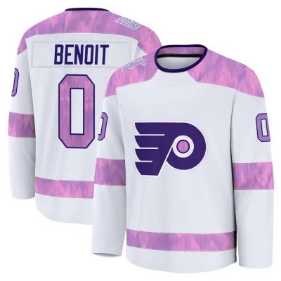 Youth Simon Benoit Philadelphia Flyers 2024 Hockey Fights Cancer Practice Jersey - White Premium