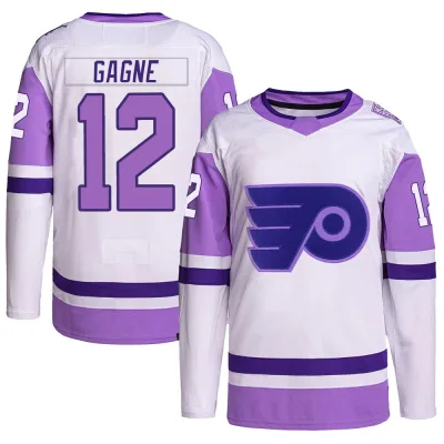 Youth Simon Gagne Philadelphia Flyers Hockey Fights Cancer Primegreen Jersey - White/Purple Authentic